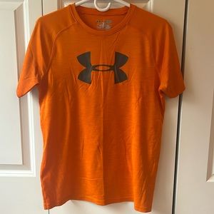 Boys Under Armour T Shirt Orange With Gray Detail